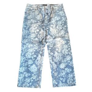 Curve Appeal High Rise Straight Floral Women's Jeans 14/32, 24in Inseam